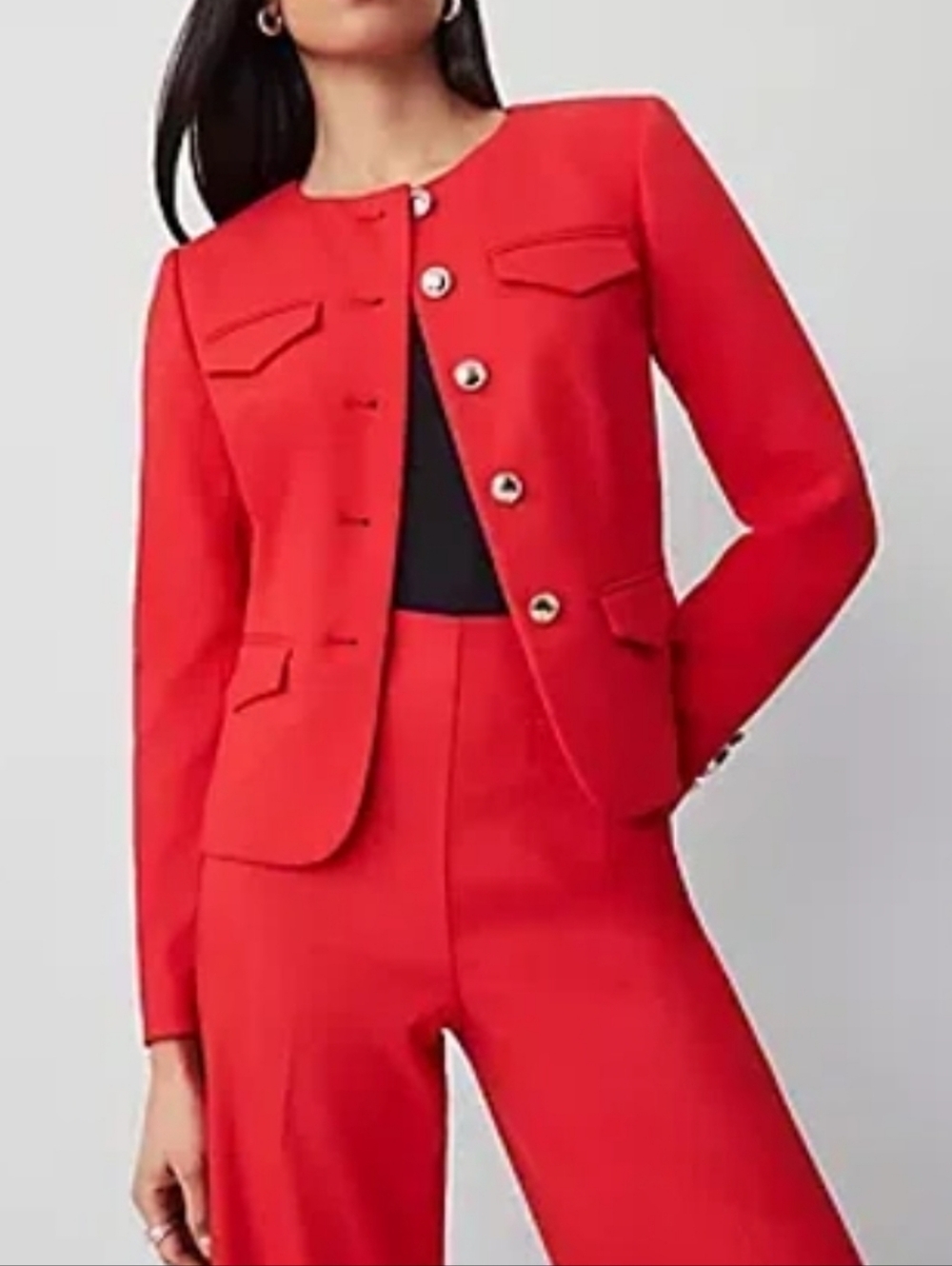 ANN TAYLOR FITTED CREW NECK JACKET BLAZER IN CHERRY SIZE 6 PETITE NWOT